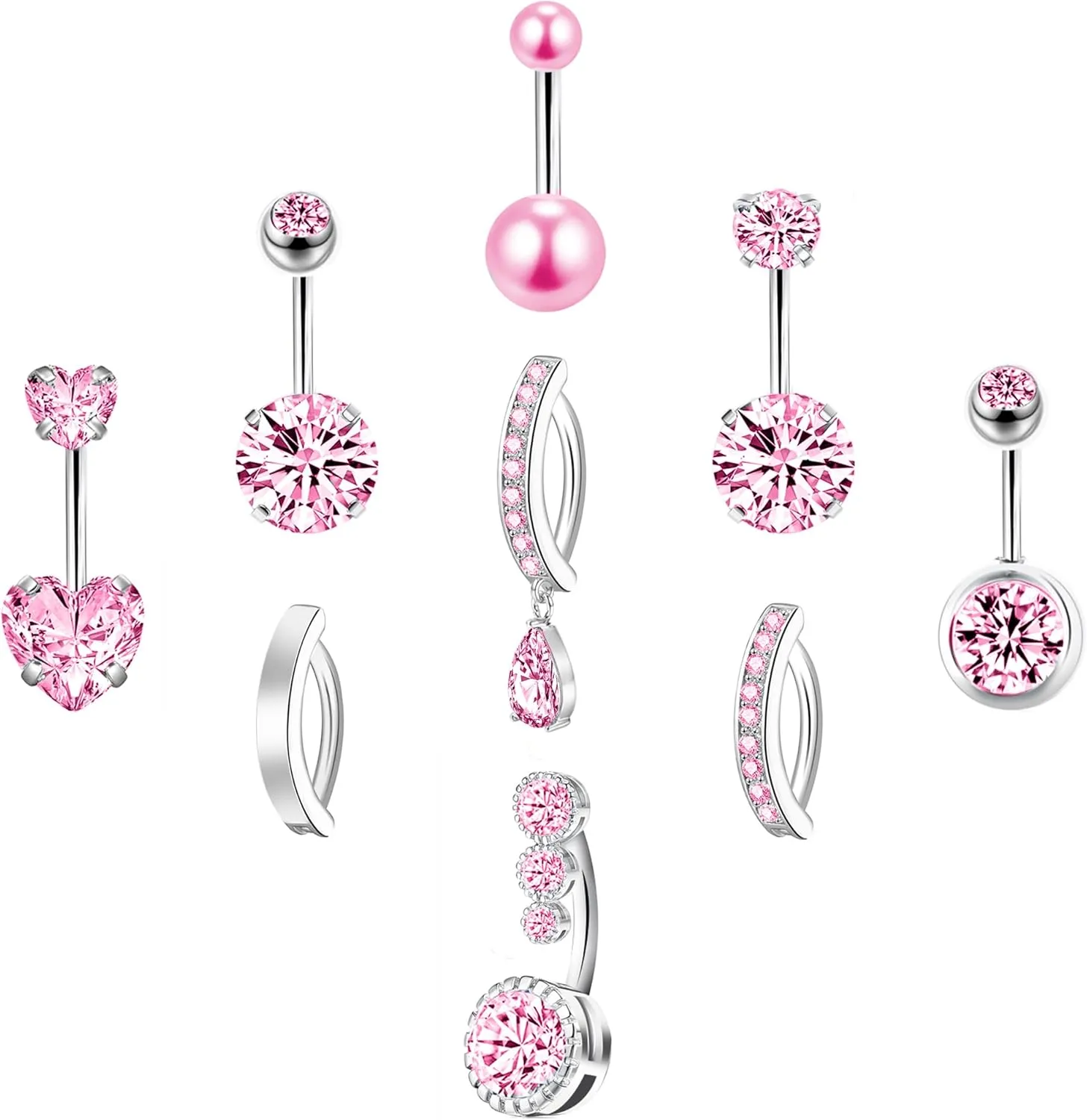 LEE&RO Gold Belly Button Ring for Women - Surgical Steel Navel Piercing Jewelry 14G