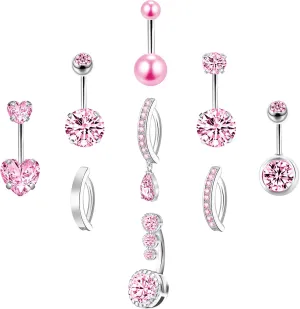 LEE&RO Gold Belly Button Ring for Women - Surgical Steel Navel Piercing Jewelry 14G