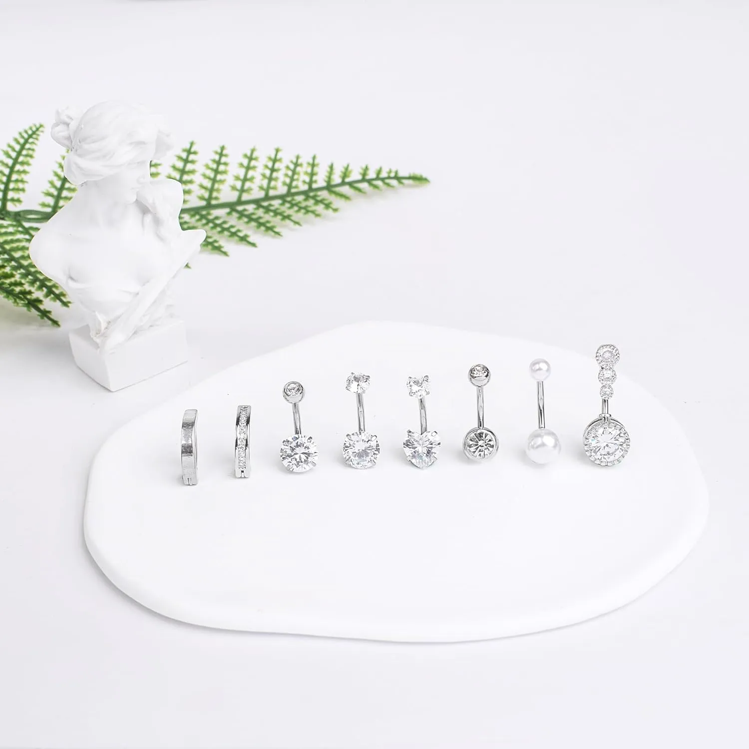 LEE&RO Gold Belly Button Ring for Women - Surgical Steel Navel Piercing Jewelry 14G
