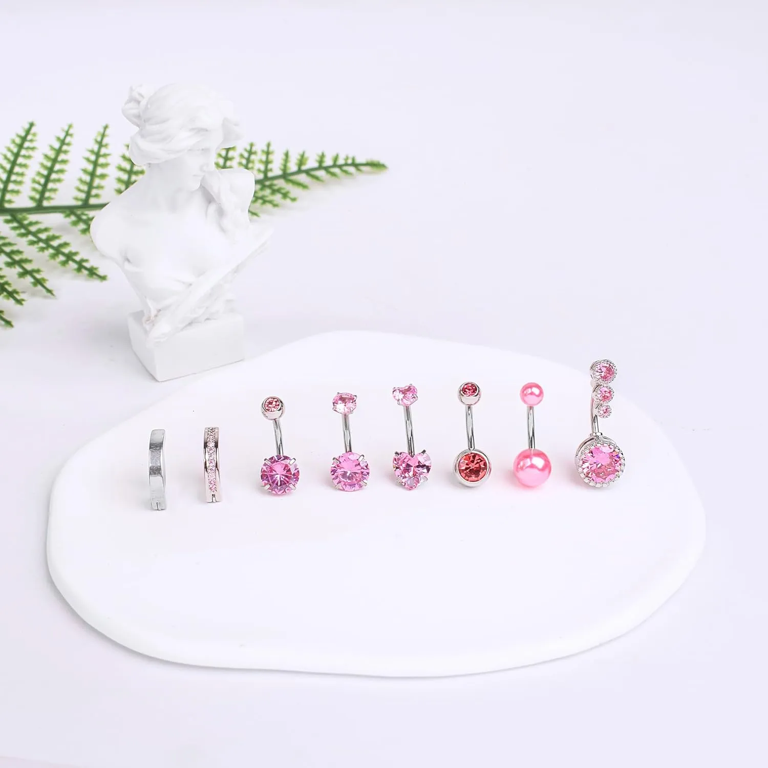 LEE&RO Gold Belly Button Ring for Women - Surgical Steel Navel Piercing Jewelry 14G