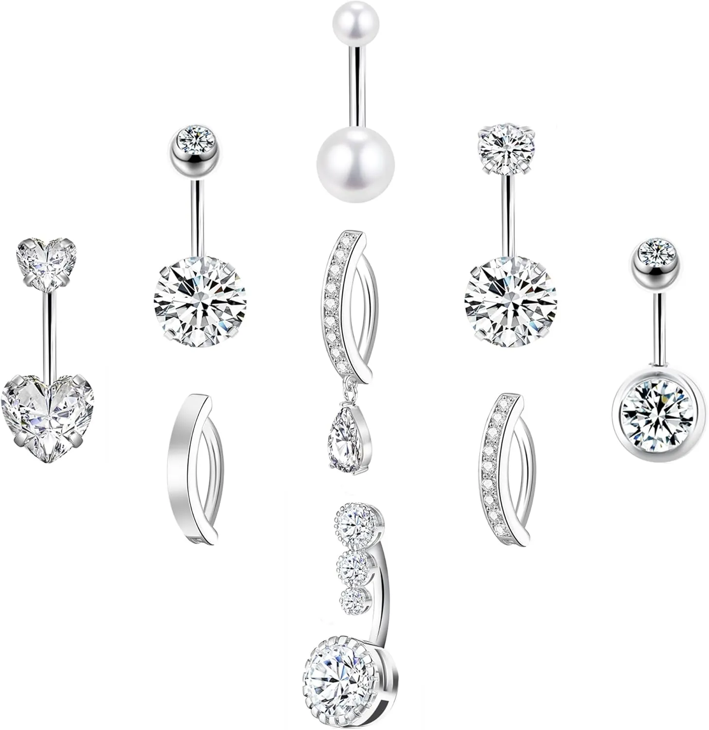 LEE&RO Gold Belly Button Ring for Women - Surgical Steel Navel Piercing Jewelry 14G