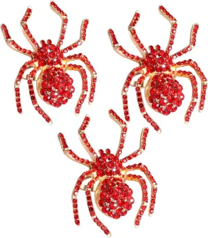 LENOOCLE Halloween Spider Rings Goth Adjustable Rhinestone Beaded Spider Ring Halloween Party Favors for Women Men Size 6 7 8