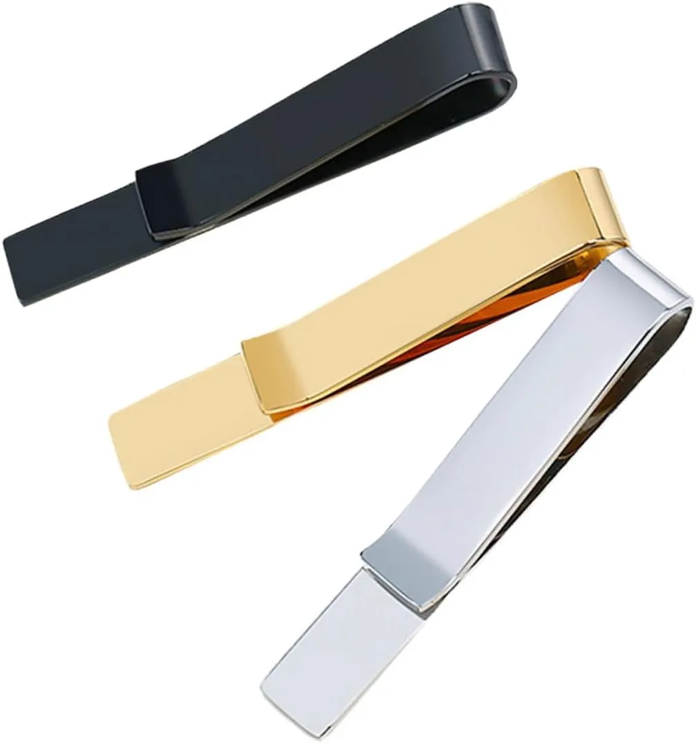 LIFKOME Simple Stylish 3 Pack Tie Clips Metal Tie Clamp Accessory Decorative Bar Pins