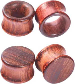 Longbeauty 1Pair/2Pair Vintage Brown Natural Wood Double Flared Ear Tunnels Expander Plugs Stretcher