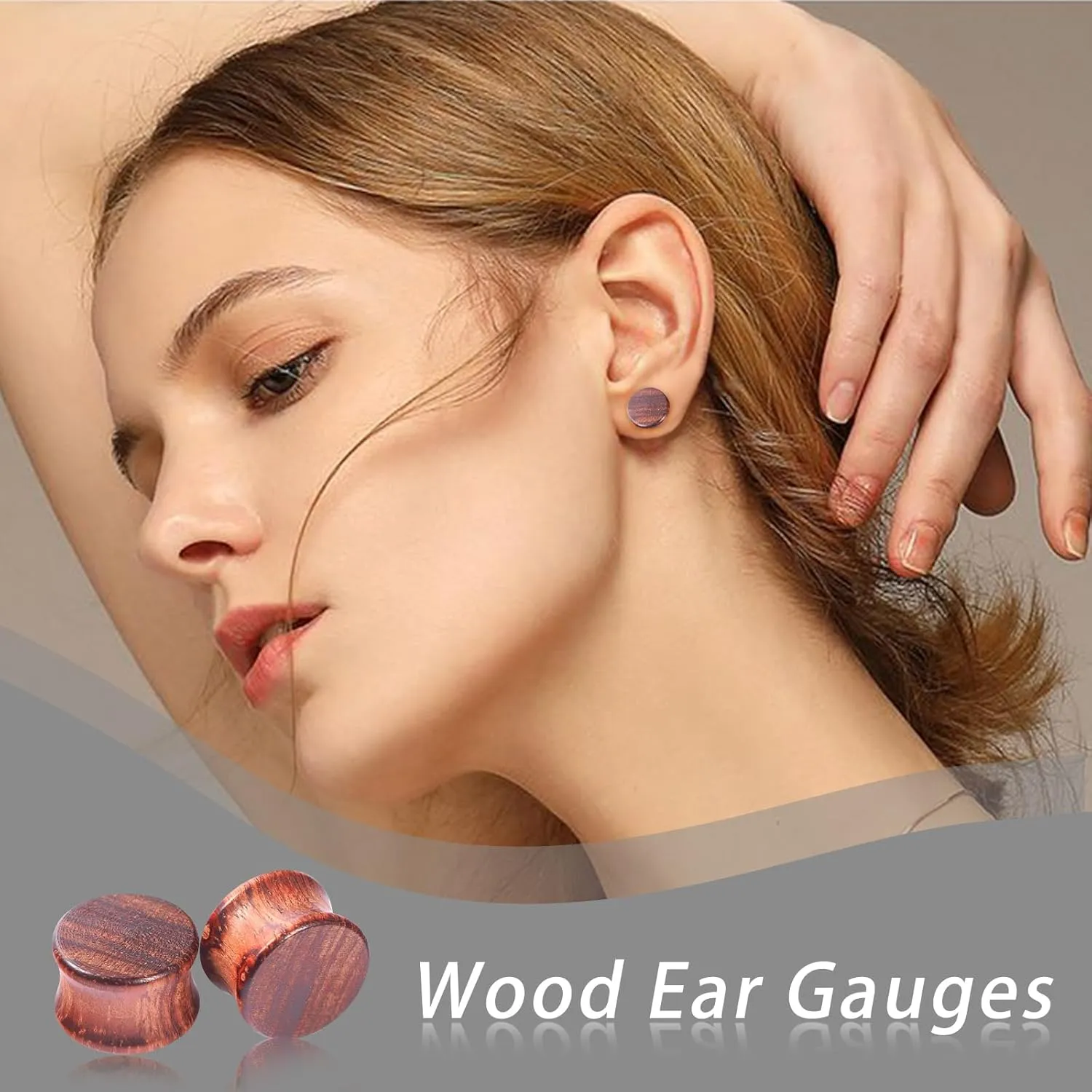Longbeauty 1Pair/2Pair Vintage Brown Natural Wood Double Flared Ear Tunnels Expander Plugs Stretcher