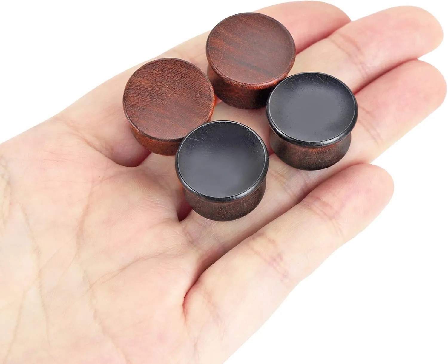 Longbeauty 2 Pairs Skull Style Wood Ear Gauges Double Flared Ear Tunnels and Plugs Stretchers for Women Men Body Piercings 0g-5/8