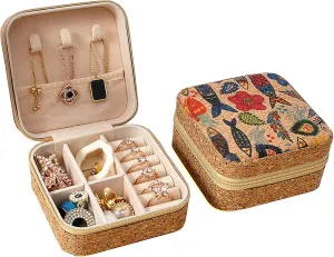 Longjet Small Travel Jewelry Organizer Box, Mini Jewellery Gift Case for Women to Organize Rings, Necklaces, Earrings (Fish)