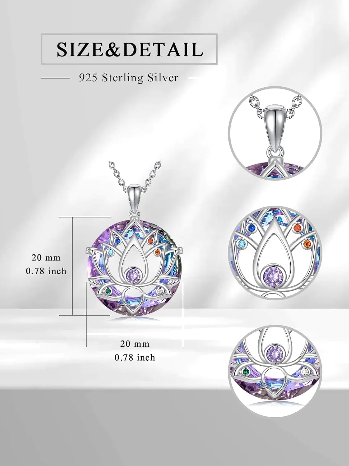 Lotus Necklace Valentines Day Gifts for Her S925 Sterling Silver Lotus Flower Necklace Crystal Lotus Pendant Lotus Jewelry Necklaces for Women, Lotus Gifts for Women Mom Anniversary Birthday