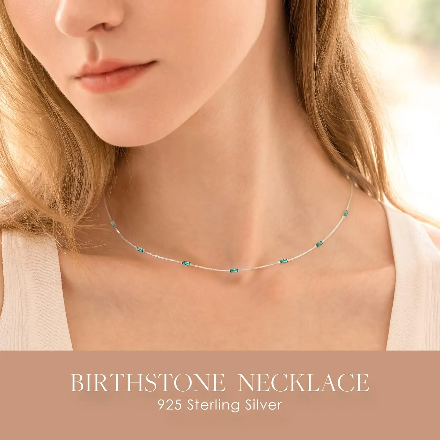 LOUISA SECRET Birthstone Necklaces for Women, 14K Gold Plated Dainty Simple Necklace, 925 Sterling Silver Birthday Anniversary Jewelry Gift for Women Mom Mother