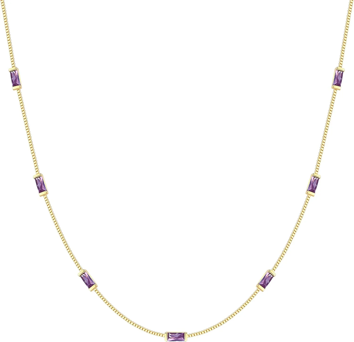 LOUISA SECRET Birthstone Necklaces for Women, 14K Gold Plated Dainty Simple Necklace, 925 Sterling Silver Birthday Anniversary Jewelry Gift for Women Mom Mother