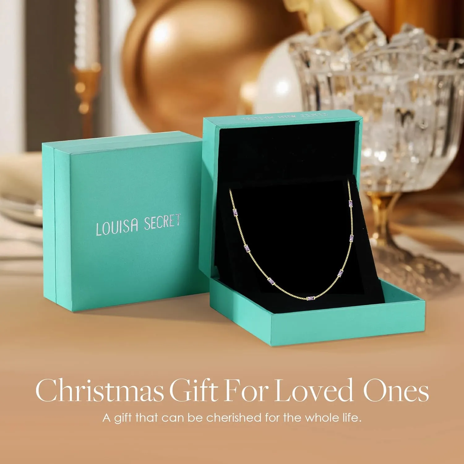 LOUISA SECRET Birthstone Necklaces for Women, 14K Gold Plated Dainty Simple Necklace, 925 Sterling Silver Birthday Anniversary Jewelry Gift for Women Mom Mother