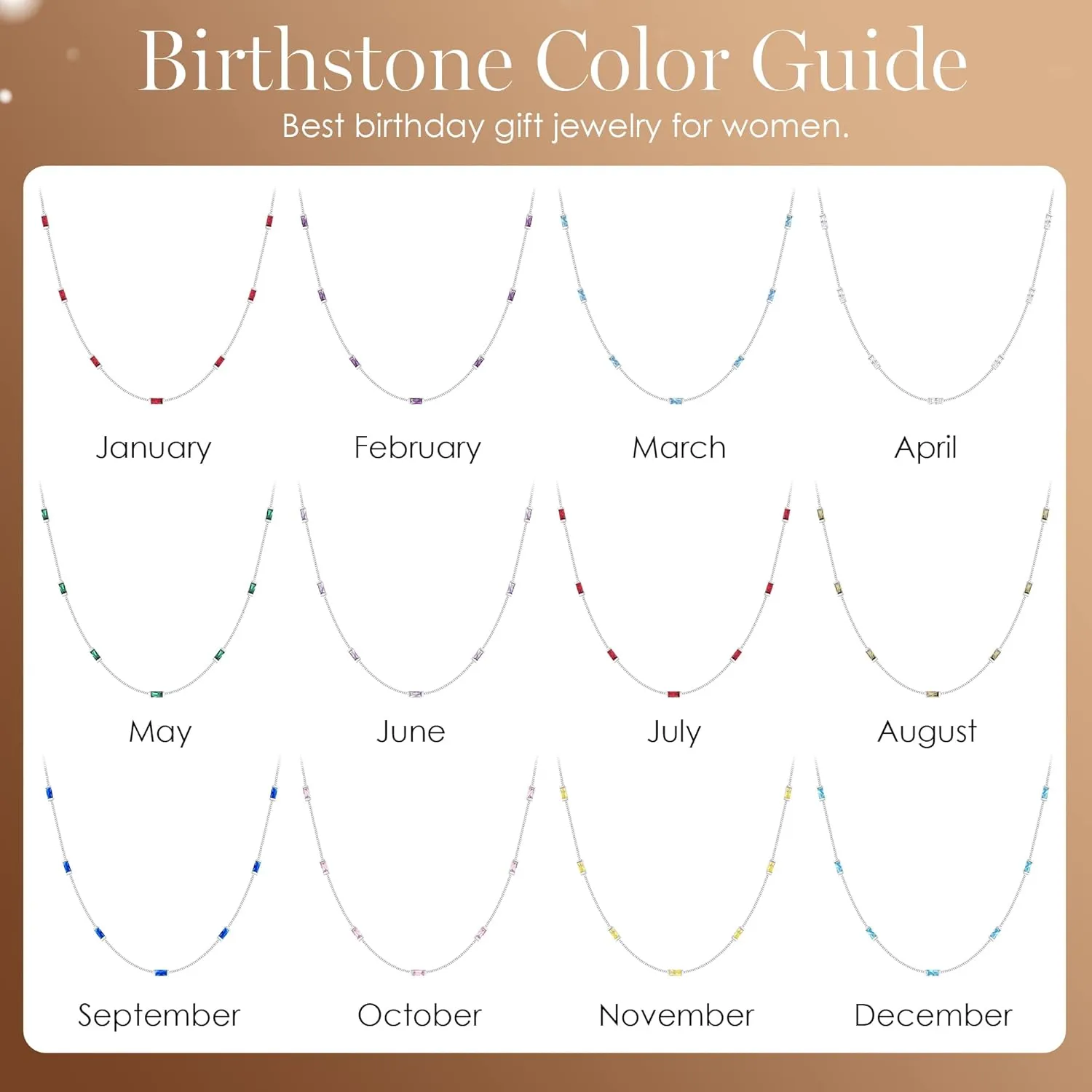 LOUISA SECRET Birthstone Necklaces for Women, 14K Gold Plated Dainty Simple Necklace, 925 Sterling Silver Birthday Anniversary Jewelry Gift for Women Mom Mother