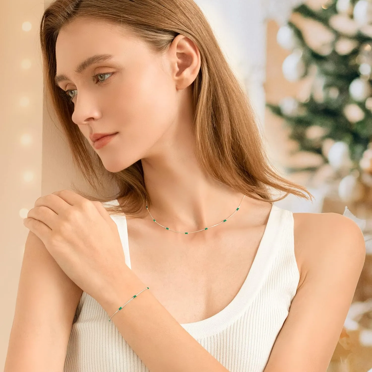 LOUISA SECRET Birthstone Necklaces for Women, 14K Gold Plated Dainty Simple Necklace, 925 Sterling Silver Birthday Anniversary Jewelry Gift for Women Mom Mother