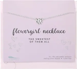 Lucky Feather Sterling Silver Dipped Maid of Honor Necklace with Crystal Accent Stone and Adjustable Chain