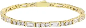 Lulu Mel 14K Gold Plated 3mm Tennis Bracelets For Women, Iced Out Cubic Zirconia Tennis Bracelet Layering Bracelets Trendy Stuff For Ladys
