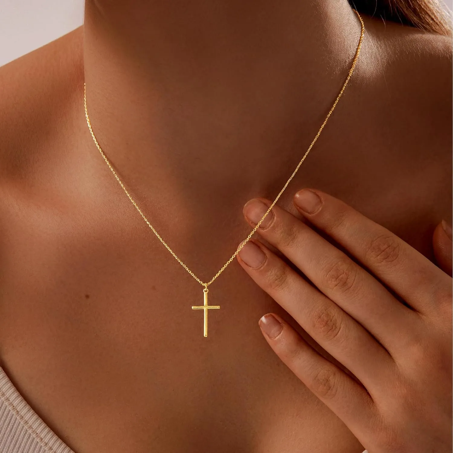 Luxval Cross Necklace for Women -Dainty 14K Gold Plated Cross Necklace Layered Gold Cross Necklace Cross Choker Necklace Gold Cross Necklaces for Women Trendy Gold Jewelry Gifts for Women