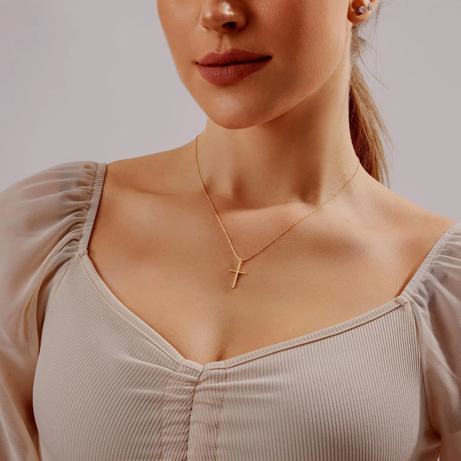 Luxval Cross Necklace for Women -Dainty 14K Gold Plated Cross Necklace Layered Gold Cross Necklace Cross Choker Necklace Gold Cross Necklaces for Women Trendy Gold Jewelry Gifts for Women