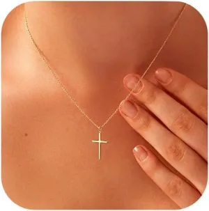 Luxval Cross Necklace for Women -Dainty 14K Gold Plated Cross Necklace Layered Gold Cross Necklace Cross Choker Necklace Gold Cross Necklaces for Women Trendy Gold Jewelry Gifts for Women