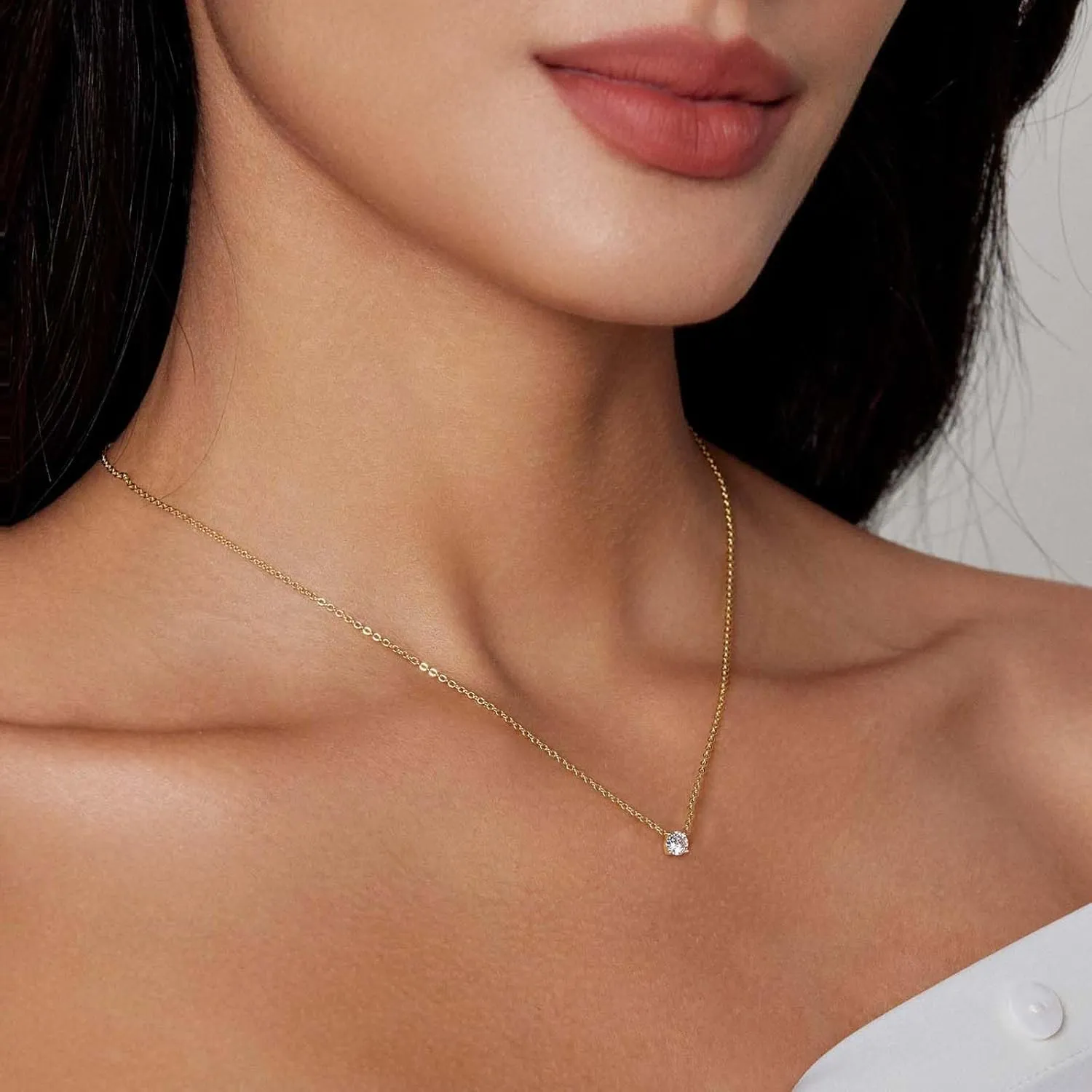 Luxval Diamond Pendant Gold Necklace for WomenDainty 18k Gold Plated Choker Necklaces Simple Gold Jewelry Gifts for Women Girls