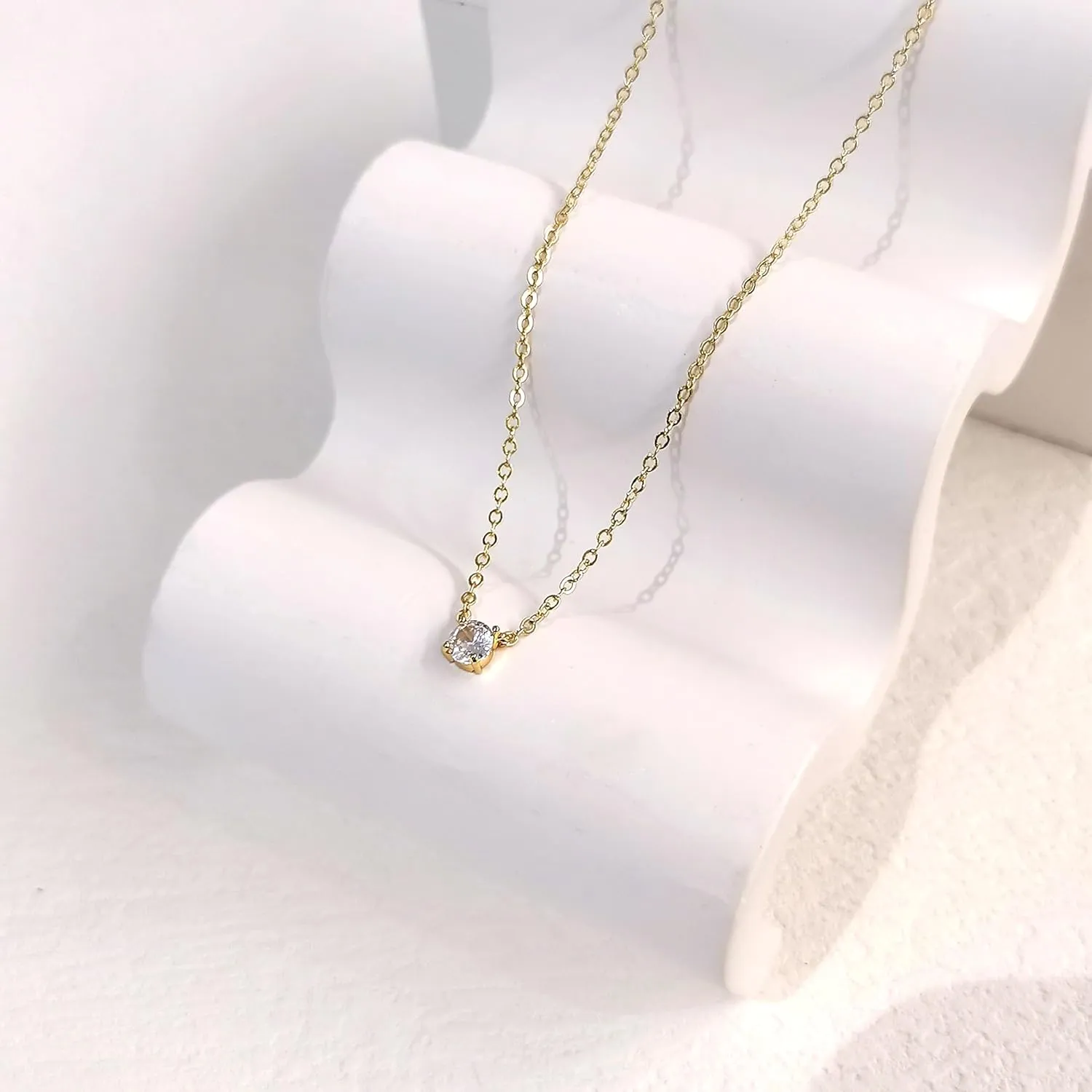 Luxval Diamond Pendant Gold Necklace for WomenDainty 18k Gold Plated Choker Necklaces Simple Gold Jewelry Gifts for Women Girls