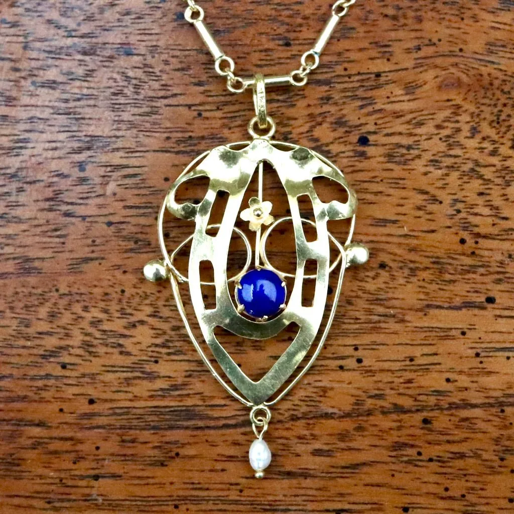 Lyrical Shield Lapis Necklace
