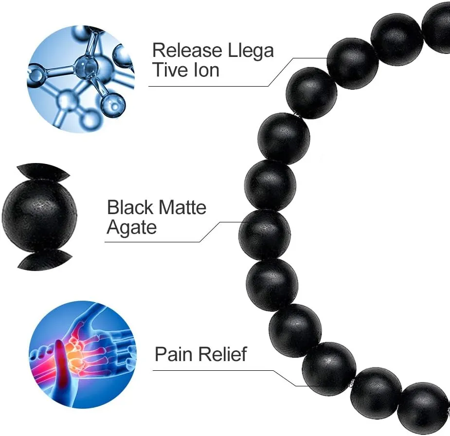 M MOOHAM Natural Stone Bracelets for Men - 8mm Tiger Eye, Matte Agate, Lava Rock - Teen Boys Gifts for Birthday, Anniversary, Christmas