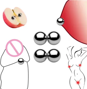 Magnetic Nipple Rings,Fake Nipple Ring,Replacement Balls Body Jewelry,Non-Piercing Nipple Rings for Women Sexy Magnetic (2 Pair)