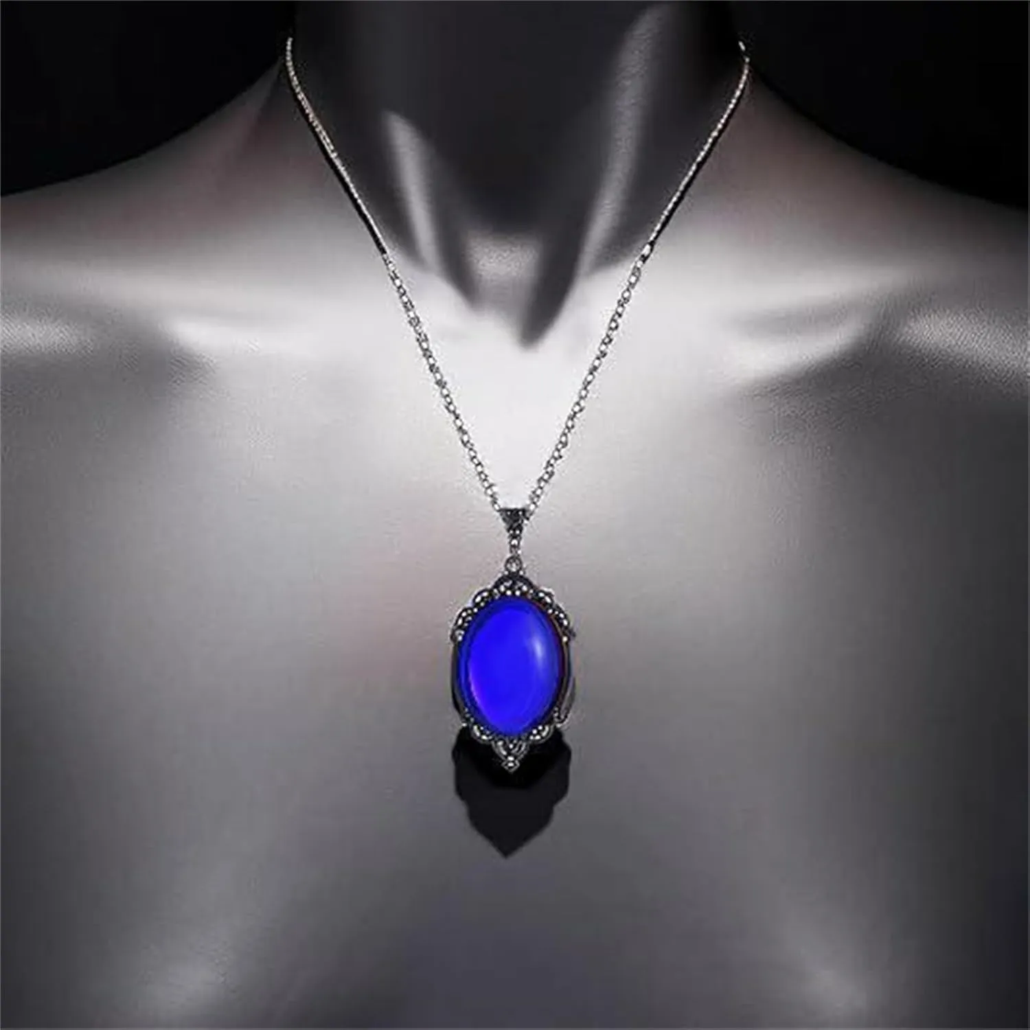MALOYANVE Gothic Stardust Crystal Necklace Retro Handmade Multi Colored Crystal Lightweight Pendant Necklace Satan Demon Halloween Jewelry Gifts for Women