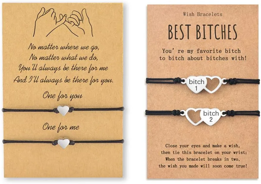 MANVEN Best Friend Bracelets Handmade Matching Friendship Wish String BFF Bracelet for 2