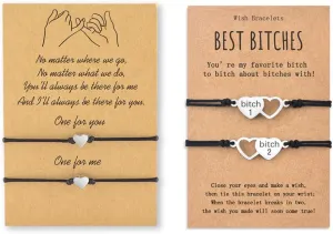 MANVEN Best Friend Bracelets Handmade Matching Friendship Wish String BFF Bracelet for 2