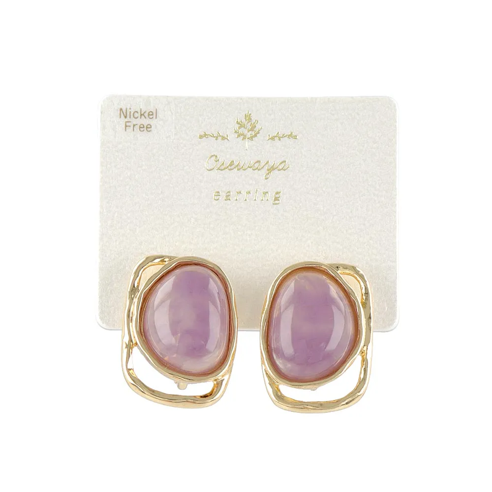 Marble Dome Clip On Earrings