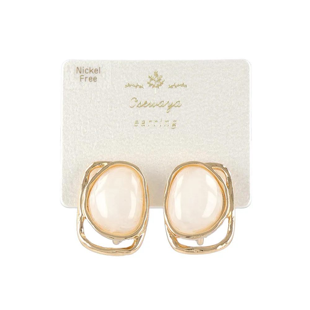 Marble Dome Clip On Earrings