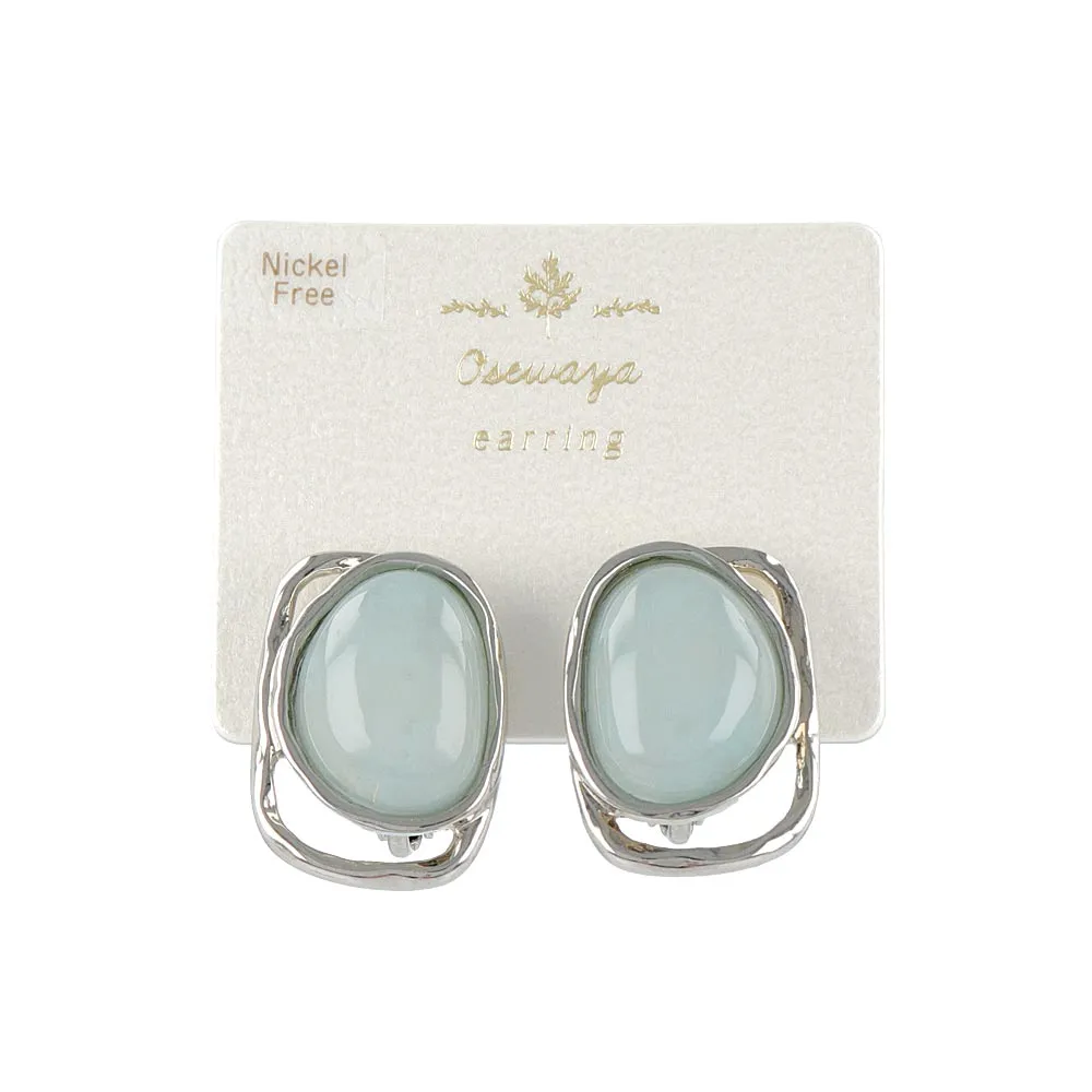 Marble Dome Clip On Earrings