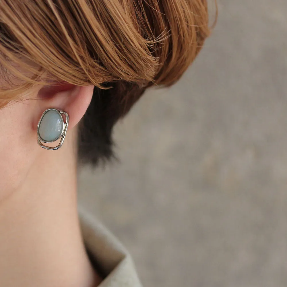 Marble Dome Clip On Earrings