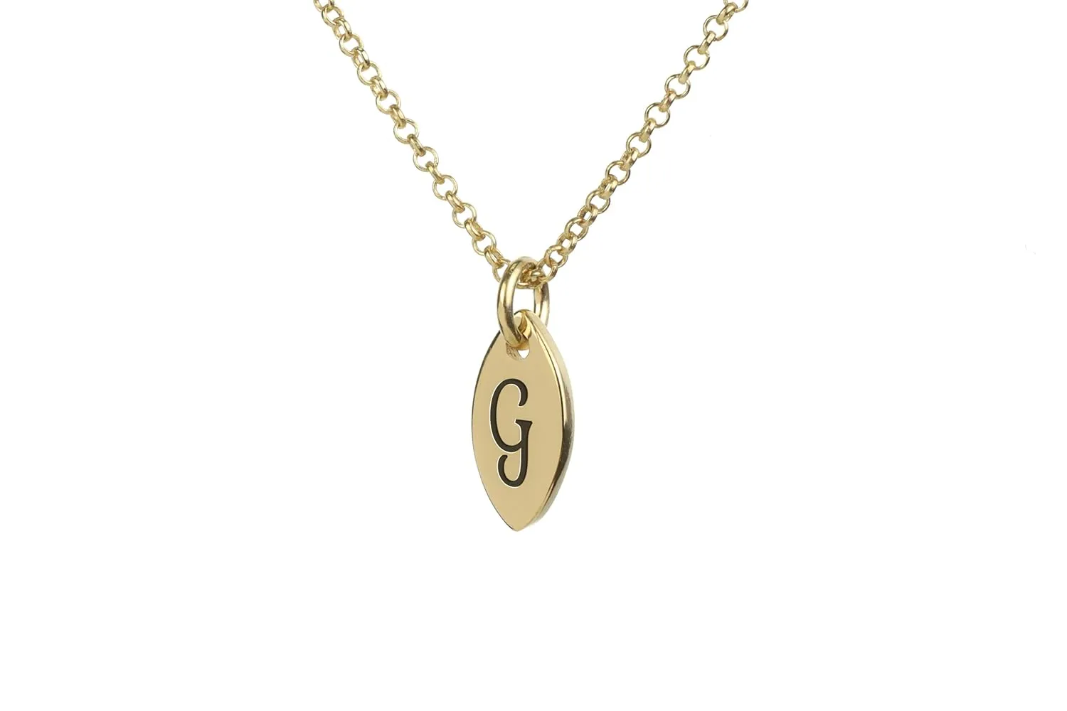 Marquise Pendant Necklace - Custom Letter Engraved Jewelry - Delicate Name Initial Necklace - Women's Personalized Jewelry