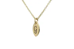 Marquise Pendant Necklace - Custom Letter Engraved Jewelry - Delicate Name Initial Necklace - Women's Personalized Jewelry