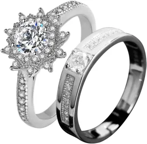 Matching Rings for Couples, Adjustable Unisex Eternity Love Band Set for Couples | CZ Stackable Jewelry, Perfect for Promise Engagements Rings for Women
