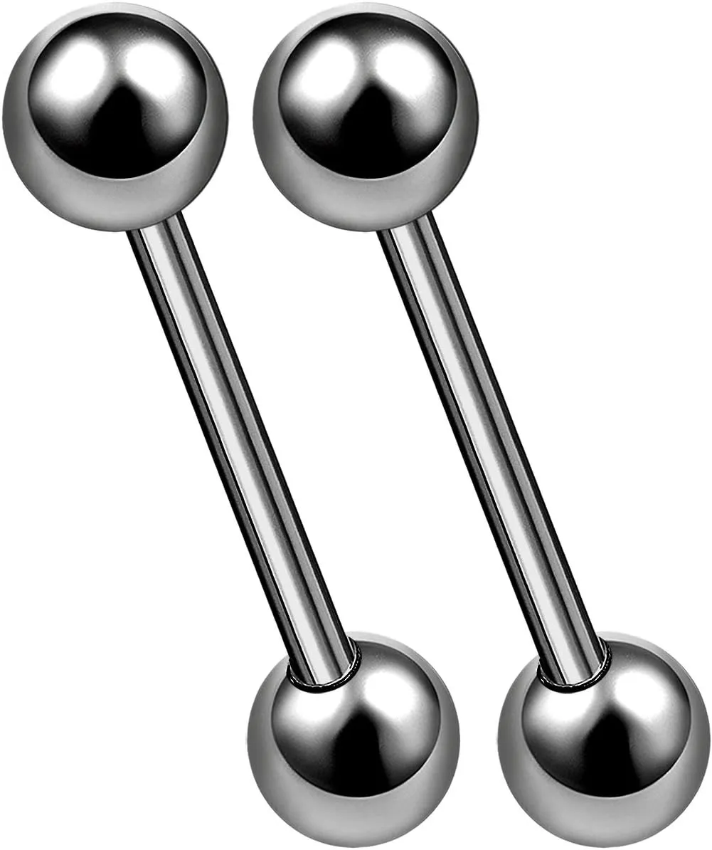 MATIGA 2Pcs Titanium 14 gauge Tongue Bars Piercing Jewelry Nipple 5mm Ball More Choices