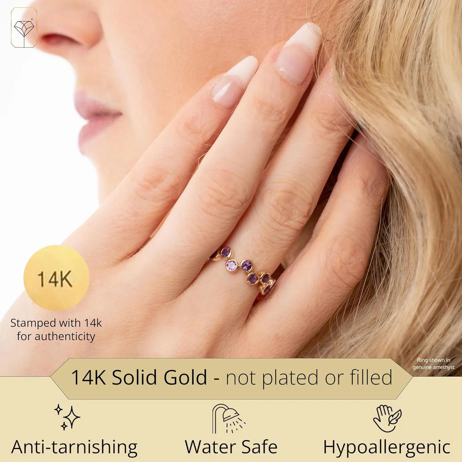 MAX   STONE 14k Solid Gold Gemstone Ring | Delicate Birthstone Ring | Hypoallergenic Stacking Gemstone Ring in Size 6-8