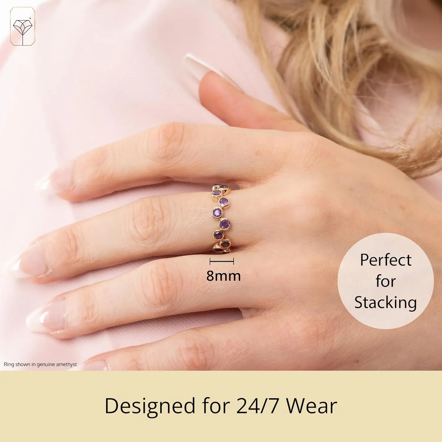 MAX   STONE 14k Solid Gold Gemstone Ring | Delicate Birthstone Ring | Hypoallergenic Stacking Gemstone Ring in Size 6-8