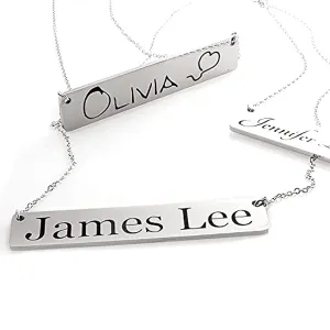 Men's Personalized Necklace Name Bar Custom Engraved Pendant Unique Gift for Him