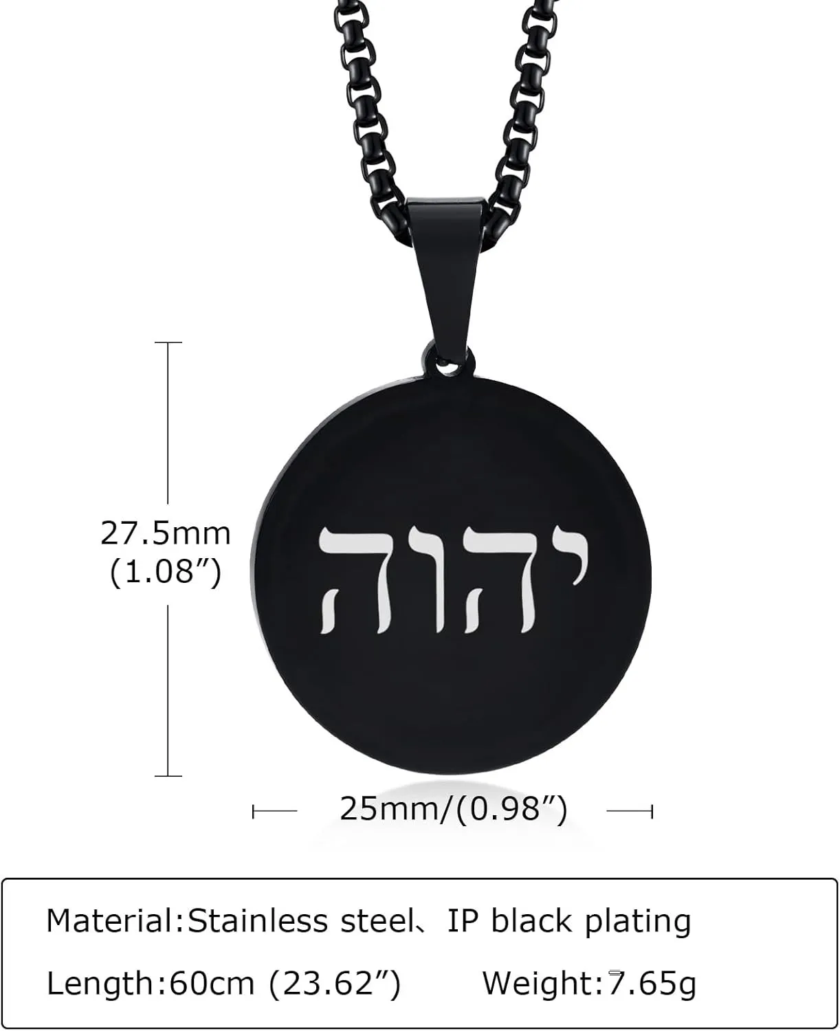 Men's Tetragrammaton Pendant Necklace Hebrew YHVH YHWH Jehovah Names of God Necklaces Hanukkah Jewelry Israel Amulets Gifts for Her Him