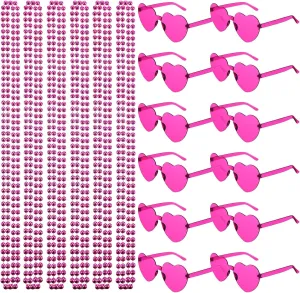 Mepase 24 Pcs Beads Necklaces and Heart Sunglasses 80s Accessories for Adults Wedding Graduation Summer Party Favor