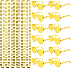 Mepase 24 Pcs Beads Necklaces and Heart Sunglasses 80s Accessories for Adults Wedding Graduation Summer Party Favor