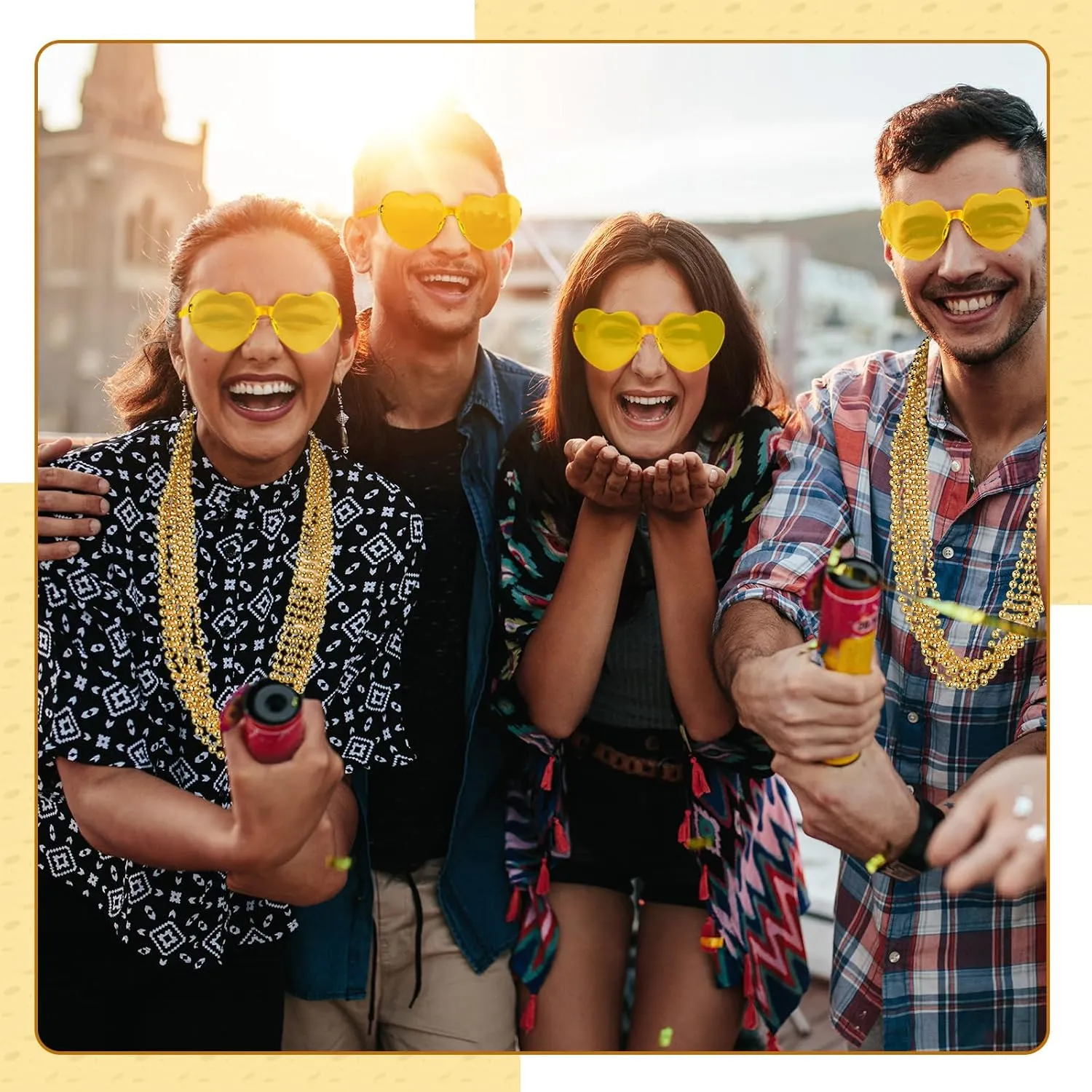 Mepase 24 Pcs Beads Necklaces and Heart Sunglasses 80s Accessories for Adults Wedding Graduation Summer Party Favor
