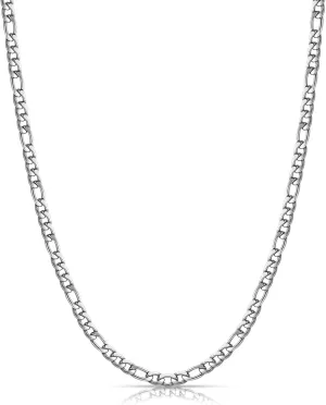 micuco 4.5mm Figaro Chain Necklace for Men, Stainless Steel Silver Chain for Men, Link Chain Necklace for Women Men 16 18 20 22 24 inches