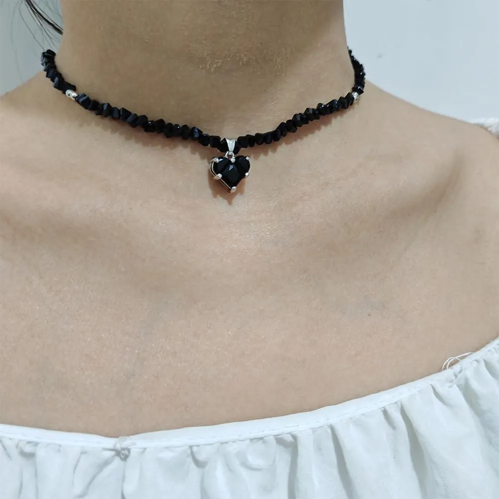 MIFYNN Black Heart Choker Necklaces for Women Goth Punk Collar Emo Necklace Vintage Gothic Heart Pendant Halloween Jewelry Gifts