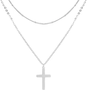 MILAKOO Multilayered Cross/Disc Pendant Necklace Choker Stackable Silver/Gold Layering Long Necklace for Women