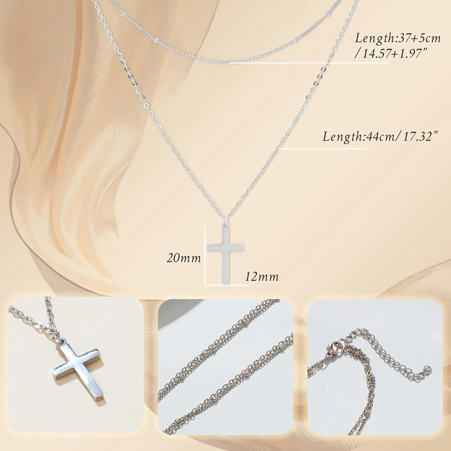 MILAKOO Multilayered Cross/Disc Pendant Necklace Choker Stackable Silver/Gold Layering Long Necklace for Women