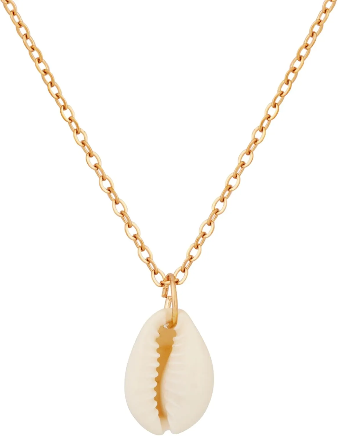 MINACHI Vintage Bohemian Cowrie Shell Pendant Necklace, Gold Plated Cable Chain, Summer Beach Shell Jewelry Gift for Women